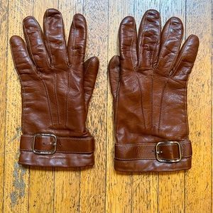 Vintage Coach Brown Cashmere Lined Leather Gloves